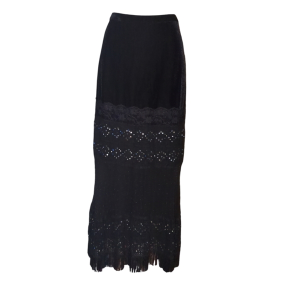 Michelle Antonelli Luxury Black Embellished Maxi Skirt Size M. - Picture 12 of 16